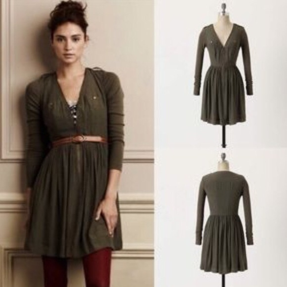 Anthropologie army green dress size 2 NWOT